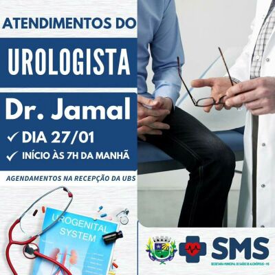 Imagem da notícia Médico Urologista vai atender dia 27 de janeiro em Alcinópolis
